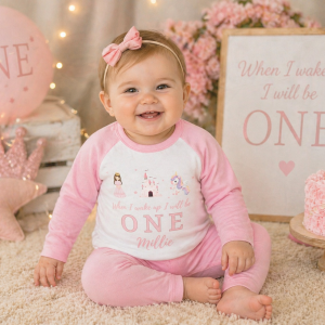 personalised first birthday pyjamas princess theme