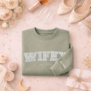 wifey lace appliqué sweatshirt • personalized wedding gift